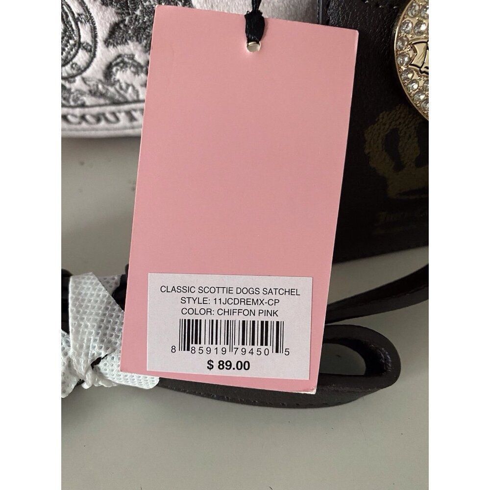 Juicy Couture Classic Scottie Dogs Satchel Crossbody Chiffon Pink With Card Case - Picture 6 of 16